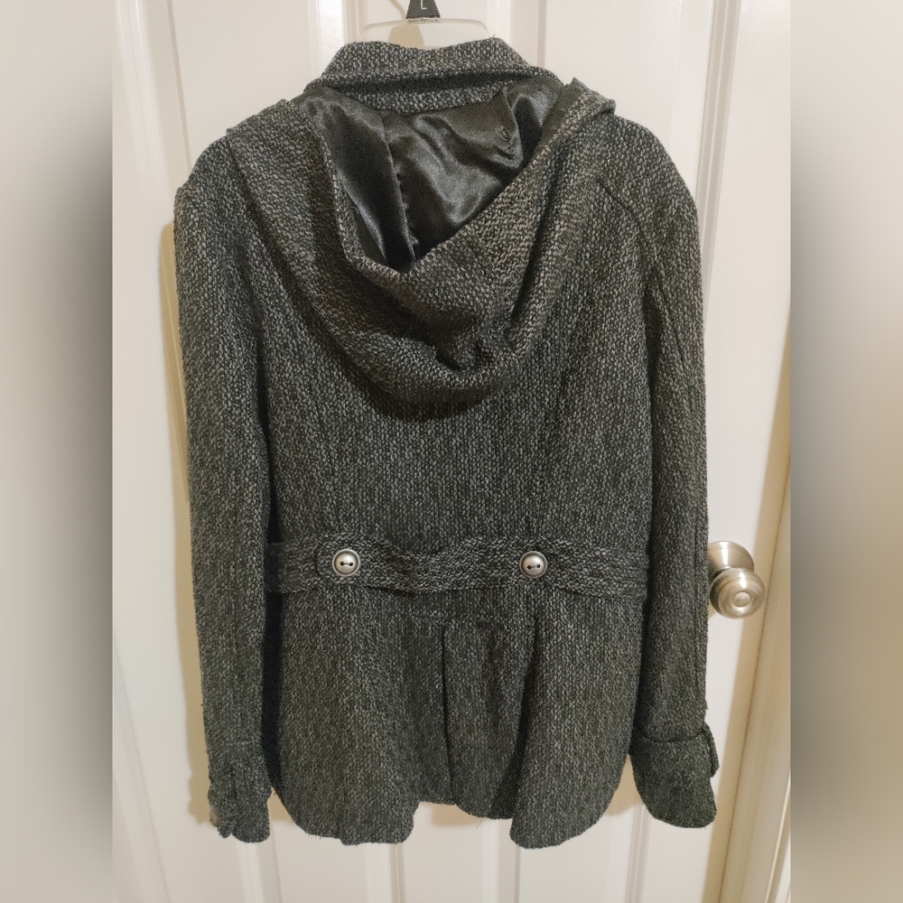 Heather Grey Short Hooded Pea Coat - Picture 2 of 3
